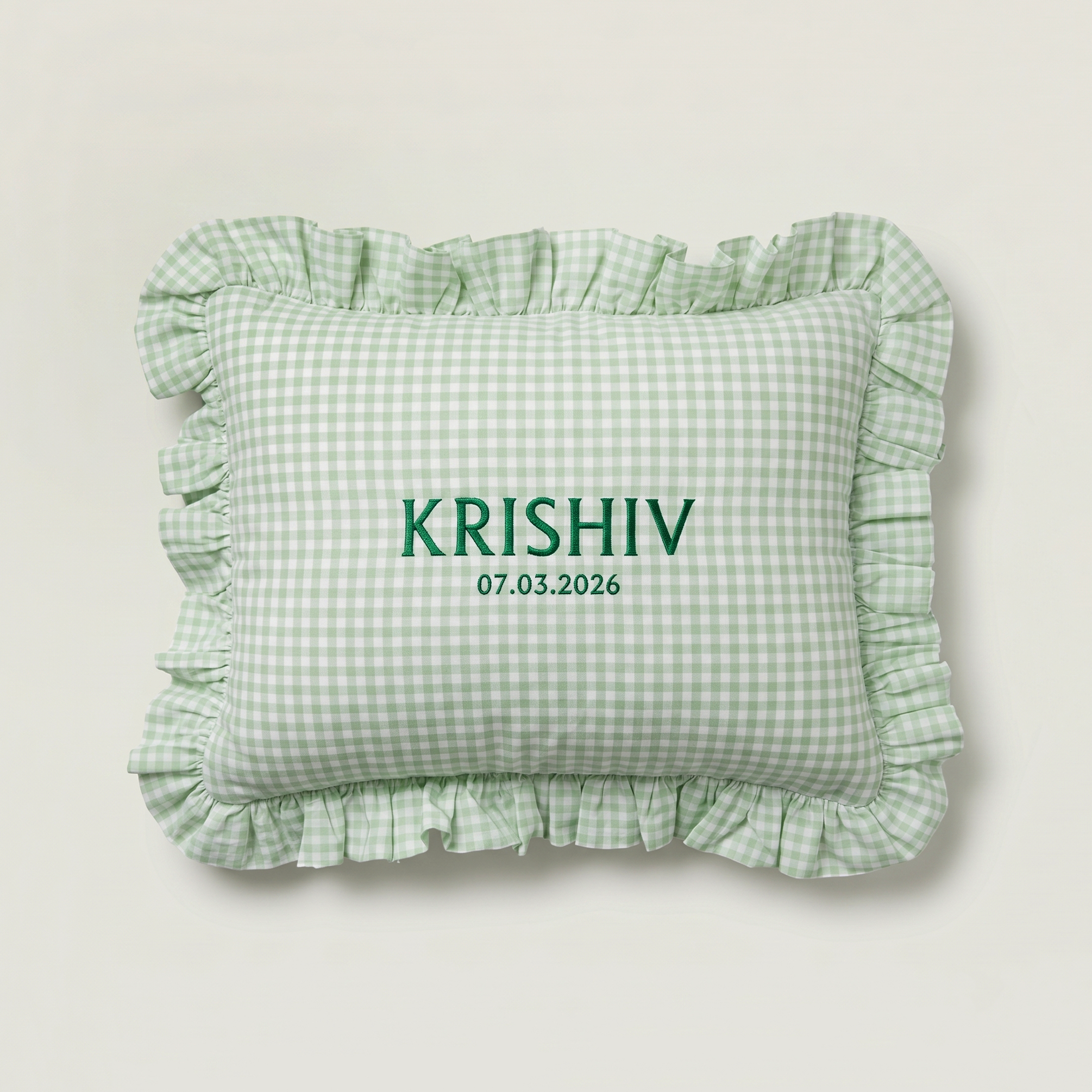Gingham Ruffle Throw Cushion