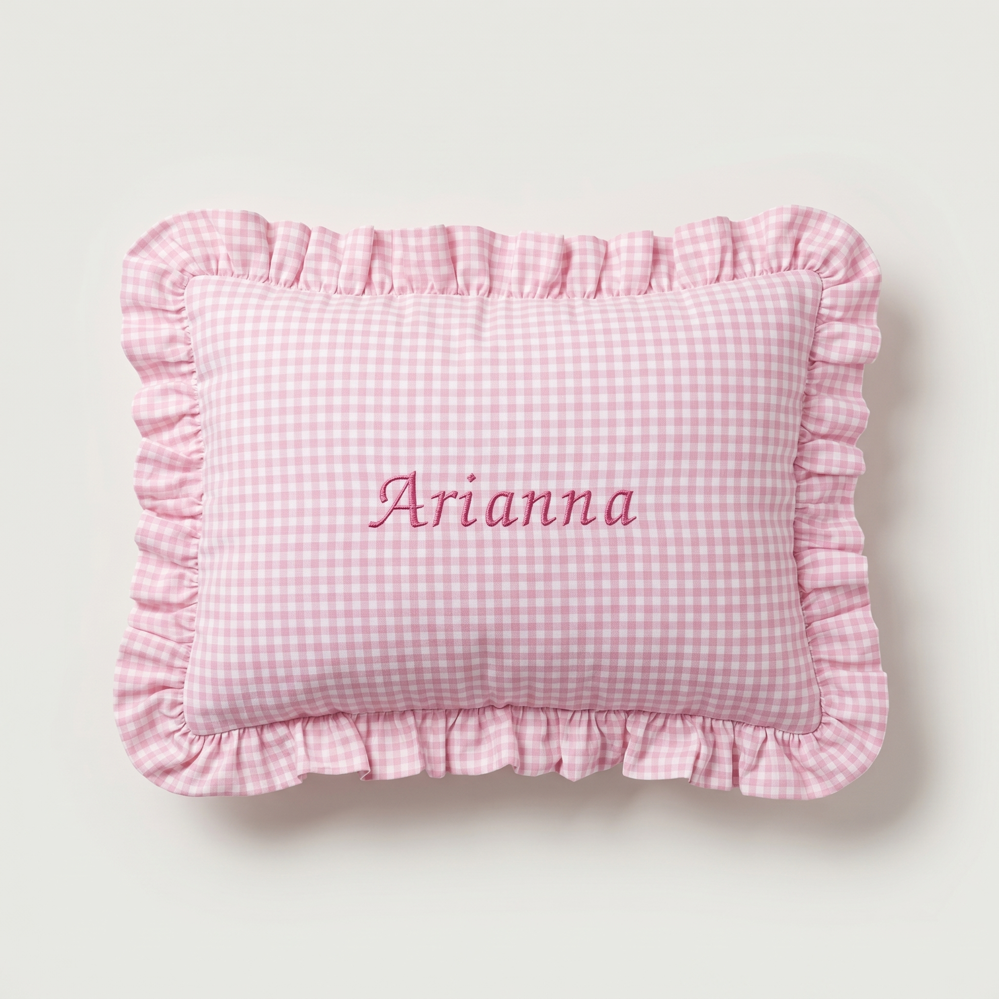 Gingham Ruffle Throw Cushion
