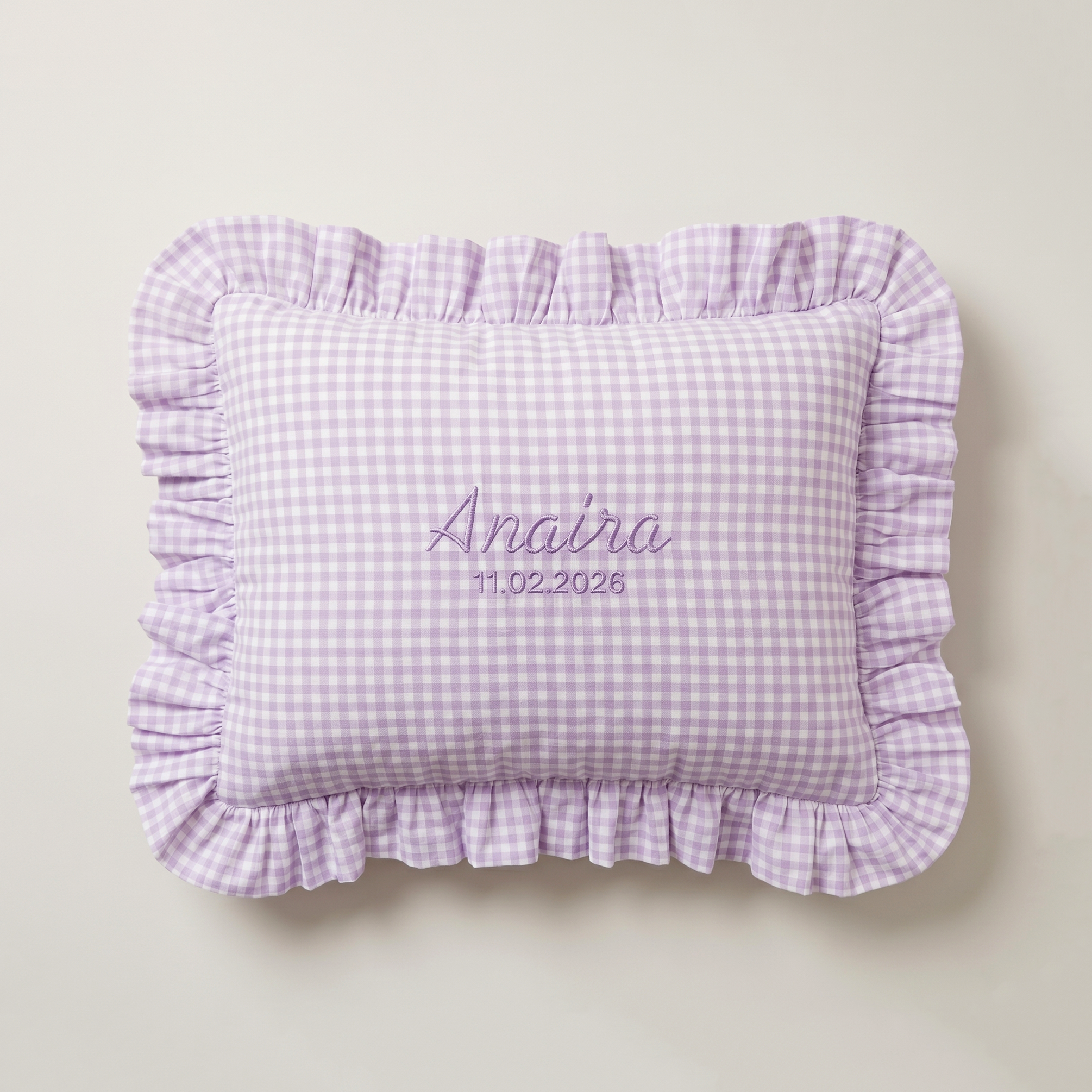 Gingham Ruffle Throw Cushion
